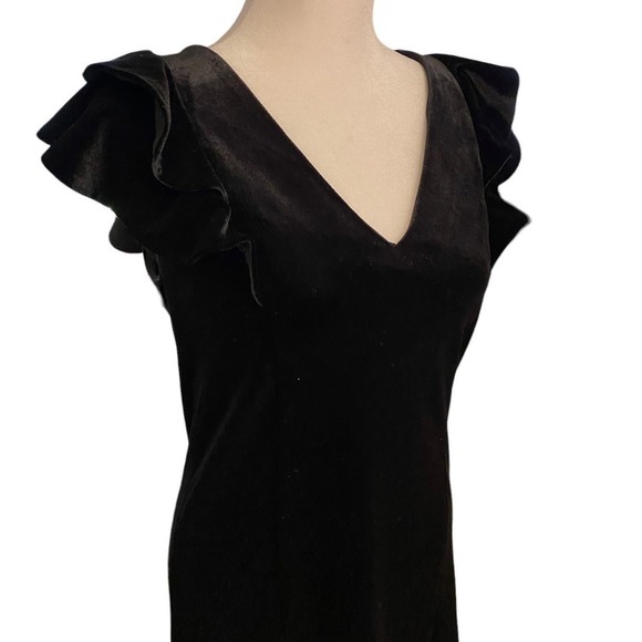 Draper James Women's Velvet Ruffle Shoulder Mini Dress V Neck Black Sizes 0 - Picture 5 of 12